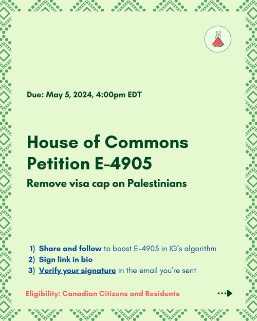 Petition E-4905: Remove Visa Cap on Palestinians