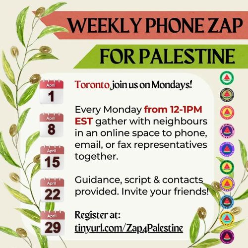 Every Monday - Phone Zap for Palestine